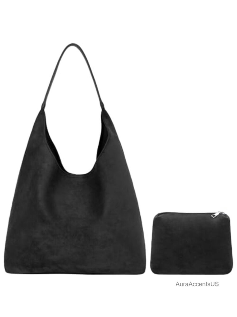 Faux Suede Hobo Shoulder Bag Slouchy Tote Handbag for Work Everyday